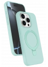 Newface Apple iPhone 14 Pro Max Regal Magsafe Standlı Kapak - Su Yeşili