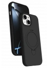 Newface Apple iPhone 15 Plus Regal Magsafe Standlı Kapak - Siyah