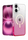 Newface Apple iPhone 16 Pummel Shiny Magsafe Kapak - Pembe