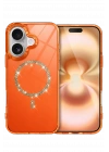 Newface Apple iPhone 17 Live Diamond Magsafe Kapak - Turuncu
