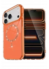Newface Apple iPhone 17 Pro Live Diamond Magsafe Kapak - Turuncu