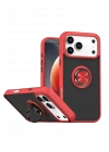 Newface Apple iPhone 17 Pro Max Montreal Yüzüklü Silikon Kapak - Kırmızı