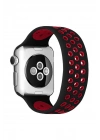 Newface Apple Watch 38mm Ayarlı Delikli Silikon Kordon - Siyah-Kırmızı