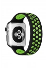 Newface Apple Watch 38mm Ayarlı Delikli Silikon Kordon - Siyah-Yeşil