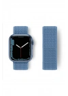 Newface Apple Watch 38mm Hasırlı Cırtcırtlı Kordon - Mavi