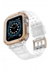Newface Apple Watch 42mm KR401 Silikon Kordon - Beyaz-Rose