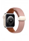 Newface Apple Watch 42mm KR414 Daks Deri Kordon - Pembe