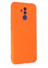 Newface Huawei Mate 20 Lite Kılıf Nano içi Kadife Silikon - Turuncu