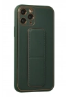 Newface iPhone 11 Pro Kılıf Coco Deri Standlı Kapak - Yeşil