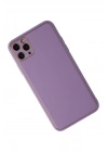 Newface iPhone 11 Pro Max Kılıf Coco Deri Silikon Kapak - Lila