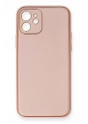 Newface iPhone 12 Kılıf Coco Deri Silikon Kapak - Pembe