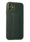 Newface iPhone 12 Kılıf Coco Deri Standlı Kapak - Yeşil