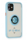 Newface iPhone 12 Mini Kılıf Montreal Yüzüklü Silikon Kapak - Buz Mavi