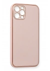 Newface iPhone 12 Pro Kılıf Coco Deri Silikon Kapak - Pembe