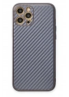 Newface iPhone 12 Pro Kılıf Coco Karbon Silikon - Gri
