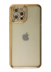 Newface iPhone 12 Pro Kılıf Joke Taşlı Silikon - Gold