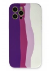 Newface iPhone 12 Pro Max Kılıf Ebruli Lansman Silikon - Mor-Beyaz
