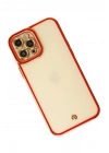 Newface iPhone 12 Pro Max Kılıf Liva Lens Silikon - Kırmızı