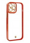 Newface iPhone 12 Pro Max Kılıf Liva Lens Silikon - Kırmızı