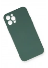 Newface iPhone 12 Pro Max Kılıf Nano içi Kadife Silikon - Koyu Yeşil