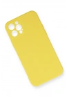 Newface iPhone 12 Pro Max Kılıf Nano içi Kadife Silikon - Sarı