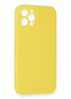Newface iPhone 12 Pro Max Kılıf Nano içi Kadife Silikon - Sarı