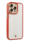 Newface iPhone 13 Pro Kılıf Liva Lens Silikon - Kırmızı