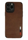 Newface iPhone 13 Pro Max Kılıf Loop Deri Silikon - Kahverengi