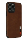 Newface iPhone 13 Pro Max Kılıf Loop Deri Silikon - Kahverengi