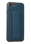 Newface iPhone 7 Kılıf Coco Deri Standlı Kapak - Mavi