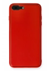 Newface iPhone 7 Plus Kılıf Coco Deri Silikon Kapak - Kırmızı