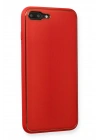 Newface iPhone 7 Plus Kılıf Coco Deri Silikon Kapak - Kırmızı