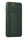 Newface iPhone 7 Plus Kılıf Coco Deri Standlı Kapak - Yeşil