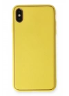 Newface iPhone XS Max Kılıf Coco Deri Silikon Kapak - Sarı