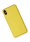 Newface iPhone XS Max Kılıf Coco Deri Silikon Kapak - Sarı