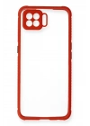 Newface Oppo Reno 4 Lite Kılıf Miami Şeffaf Silikon - Kırmızı