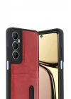 Newface Realme C65 Sara Kartvizitli Deri Kılıf - Kırmızı