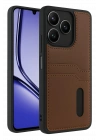 Newface Realme Note 50 4G Kılıf Sara Kartvizitli Deri Kılıf - Taba