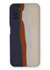Newface Samsung Galaxy A03S Kılıf Ebruli Lansman Silikon - Lacivert-Krem