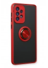 Newface Samsung Galaxy A13 4G Kılıf Montreal Yüzüklü Silikon Kapak - Kırmızı