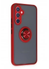 Newface Samsung Galaxy A34 5G Kılıf Montreal Yüzüklü Silikon Kapak - Kırmızı