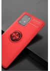 Newface Samsung Galaxy A91 / S10 Lite Kılıf Range Yüzüklü Silikon - Kırmızı