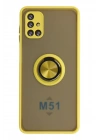 Newface Samsung Galaxy M51 Kılıf Montreal Yüzüklü Silikon Kapak - Sarı