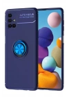 Newface Samsung Galaxy M51 Kılıf Range Yüzüklü Silikon - Mavi