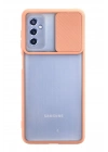 Newface Samsung Galaxy M52 5G Kılıf Palm Buzlu Kamera Sürgülü Silikon - Pembe