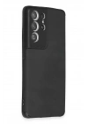 Newface Samsung Galaxy S21 Ultra Kılıf Loop Deri Silikon - Siyah