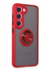 Newface Samsung Galaxy S23 Kılıf Montreal Yüzüklü Silikon Kapak - Kırmızı