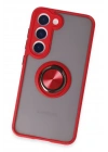 Newface Samsung Galaxy S23 Kılıf Montreal Yüzüklü Silikon Kapak - Kırmızı