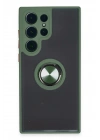 Newface Samsung Galaxy S23 Ultra Kılıf Montreal Yüzüklü Silikon Kapak - Yeşil