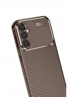 Newface Samsung Galaxy S24 FE Kılıf Auto Focus Karbon Kapak - Kahverengi